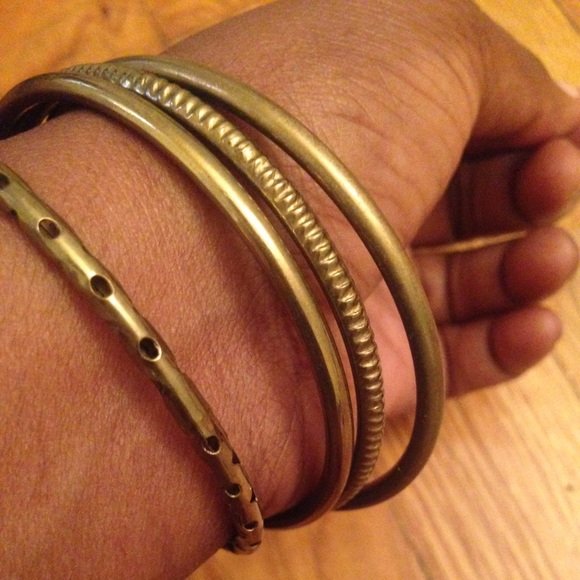 Set of four Bronzed hard bangle set