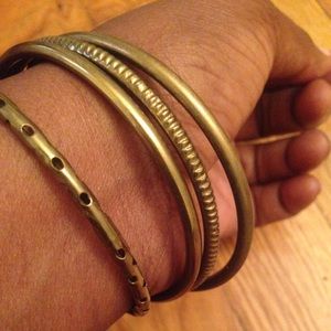 Set of four Bronzed hard bangle set