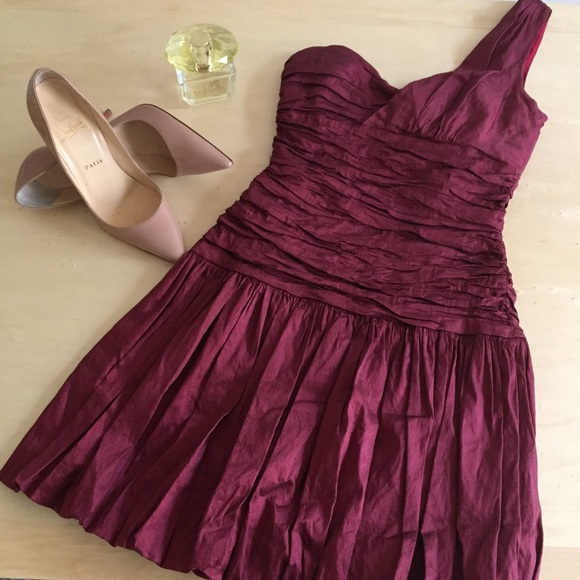 BCBGMaxAzria Dresses & Skirts - BCBG MaxAzria burgundy cocktail mini dress ruffle