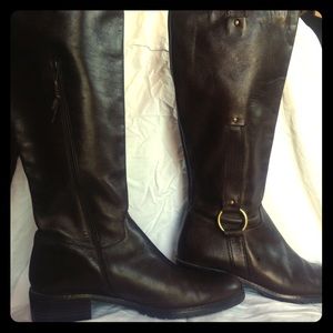 Tall brown leather "riding boots"
