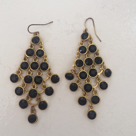 black and gold chandelier earrings