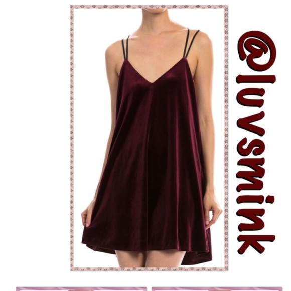 Loveriche Dresses & Skirts - VELVET T-BACK SUNDRESS IN BURGUNDY - SMALL