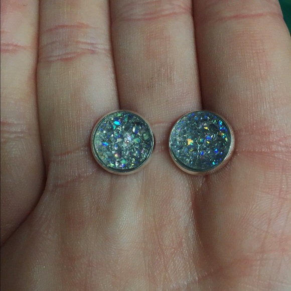 Teal Druzy Earrings - Picture 2 of 2
