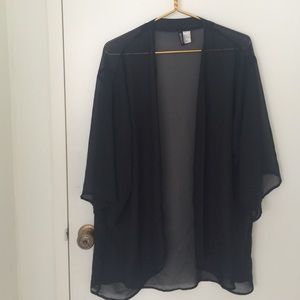 H&M black sheer open kimono