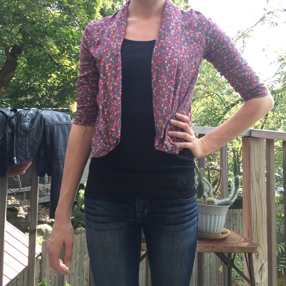 Cropped floral blazer