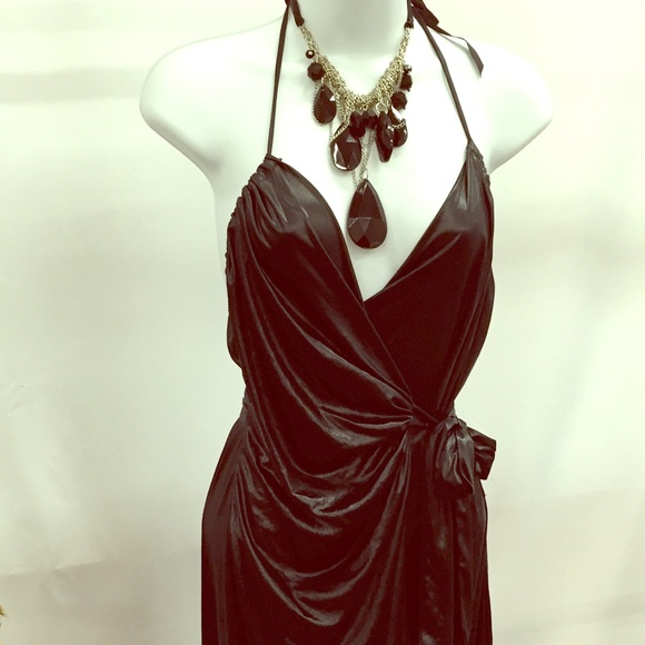 Poleci Wet Look Wrap Dress Size 1🔥🔥🔥 LBD