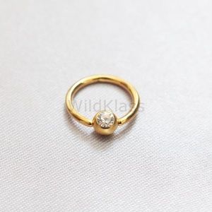 Captive Bead Ring Gold Gemmed 14g