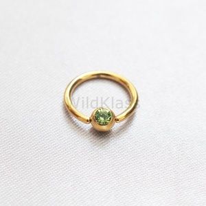 Captive Bead Ring Gold Gemmed 14g