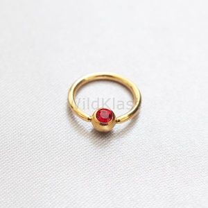Captive Bead Ring Gold Gemmed 14g