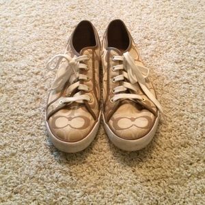 Tan Coach tennis shoes(: