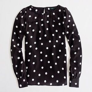 J. Crew "Talitha" Blouse in Black White Dot