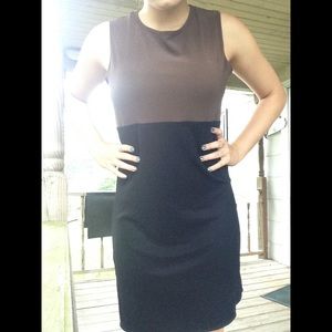CYBER🚨 Brown and Black Classic Knee-Length Dress