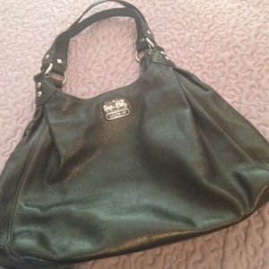 Black leather Coach Madison handbag