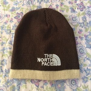 Brown and tan North Face Hat / Beanie