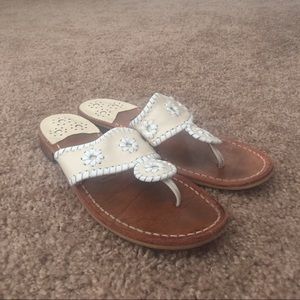 Jack Rogers Whipstitched Flip Flop in Bone/White