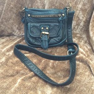 Dark teal, across the body purse
