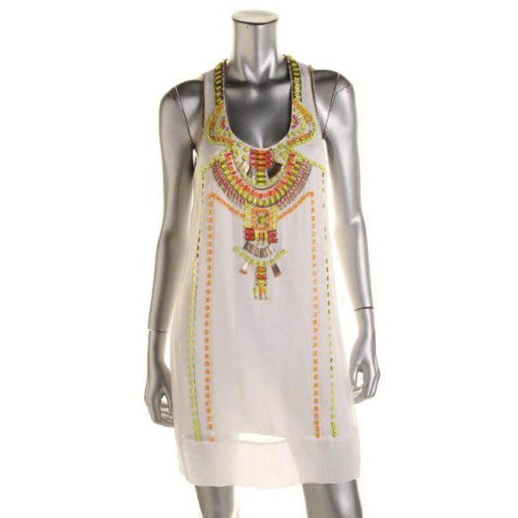 RENZO & KAI White Crepe Sleeveless Above Knee.