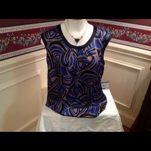 Kasper Black &Blue Top New With Tag, Size large