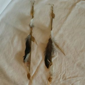 Boho feather and chain earrings