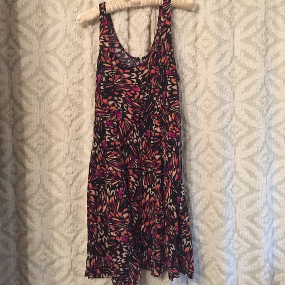 Colorful dress with zipper back cute pink tan