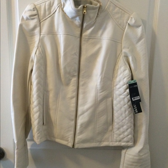 Ivory Faux leather jacket. Nwt.