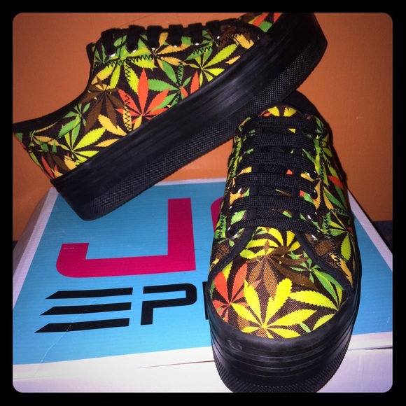 Jeffery Campbell Zomg Platform Shoes Black Leaves