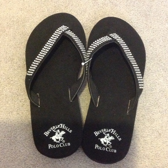 Black Flip Flops sz. 8 Rhinestones NEW Never Worn!