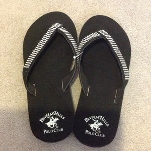 Black Flip Flops sz. 8 Rhinestones NEW Never Worn!