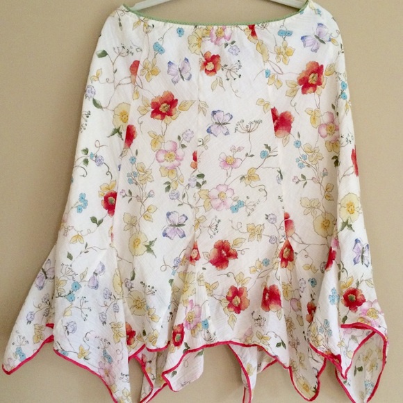 Odile/Anthro flowy floral skirt w scarf hem