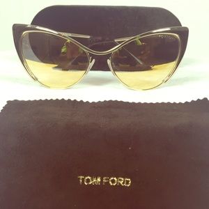 New Tom Ford Cat Eye Nastasya Gold Sunglasses
