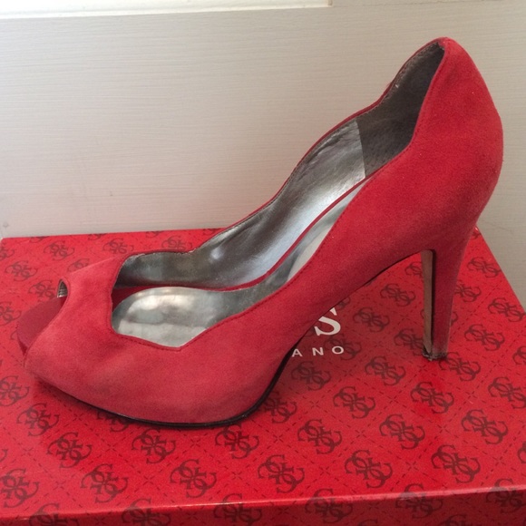 Red suede heels