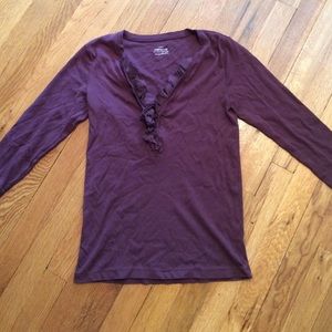 Jcrew perfect fit ruffled button Tshirt