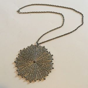 Vintage Silver Flower Hippie Boho Necklace