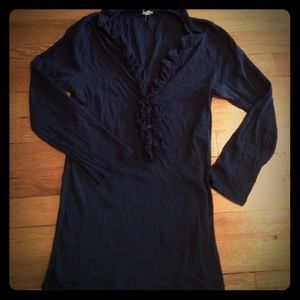 Jcrew black ruffled button Tshirt
