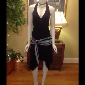 Venus black dress/colorful scarf. Size Medium.