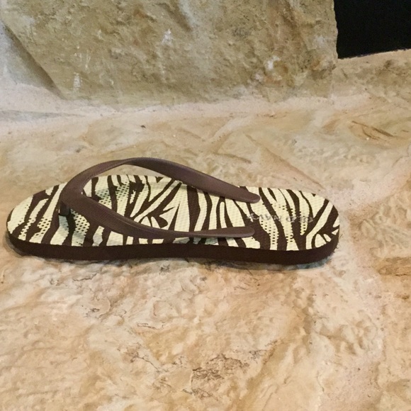 Tan & Brown Zebra Stripe Flip Flops - Picture 2 of 4