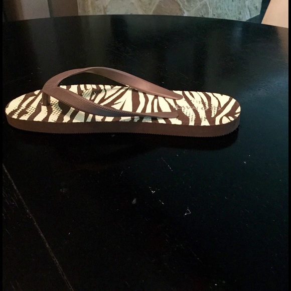 Tan & Brown Zebra Stripe Flip Flops - Picture 4 of 4
