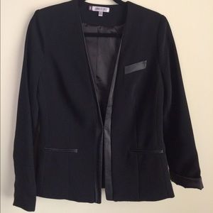 Jennifer Lopez Black Blazer w/Faux Leather Accents