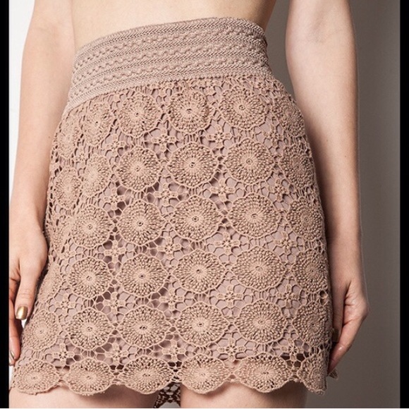 Boutique Dresses & Skirts - Mocha Crochet Skirt