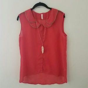Coral Pan Collar Top