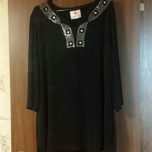 Black blouse with silver embellishments