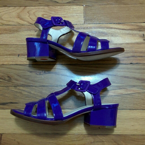 Cole Haan purple patent leather sandals block heel