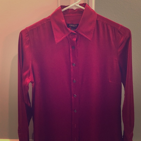 Red DKNY silk blouse