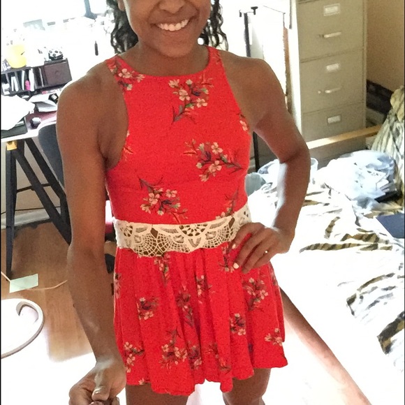 MINK PINK floral/crochet romper