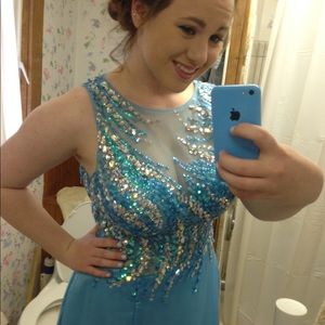 Women's intrigue blue sequin ball gown size 12