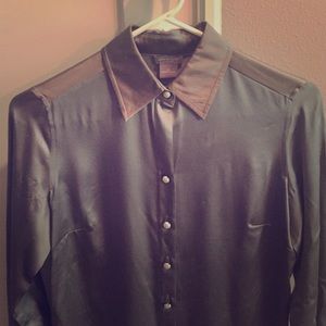 Gun metal Ann Taylor silk blouse