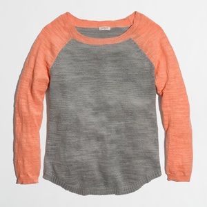 J. Crew Airspun Baseball Sweater Orange Colorblock