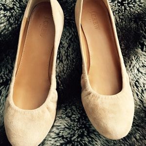 Tan Jcrew suede flats. Only worn once.