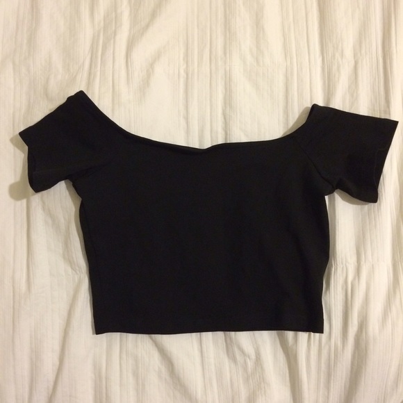 Black Off-the-Shoulder Crop Top