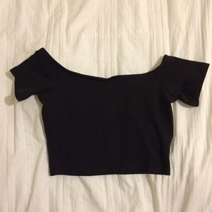 Black Off-the-Shoulder Crop Top
